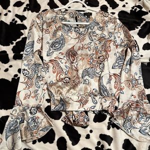 White Satin blouse it has a slit on the back as well